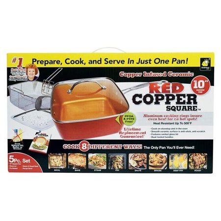 RED COPPER Red Copper 6473383 10 in. 4.5 qt. As Seen On TV Ceramic Copper Square Deep Dish Pan  Red 6473383